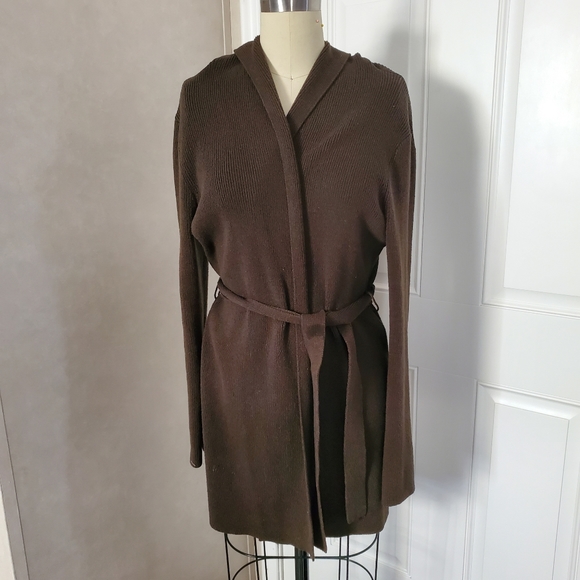 BCBGMaxAzria Sweaters - BCBGMAXAZRIA Hooded Cardigan Sweater with Belt